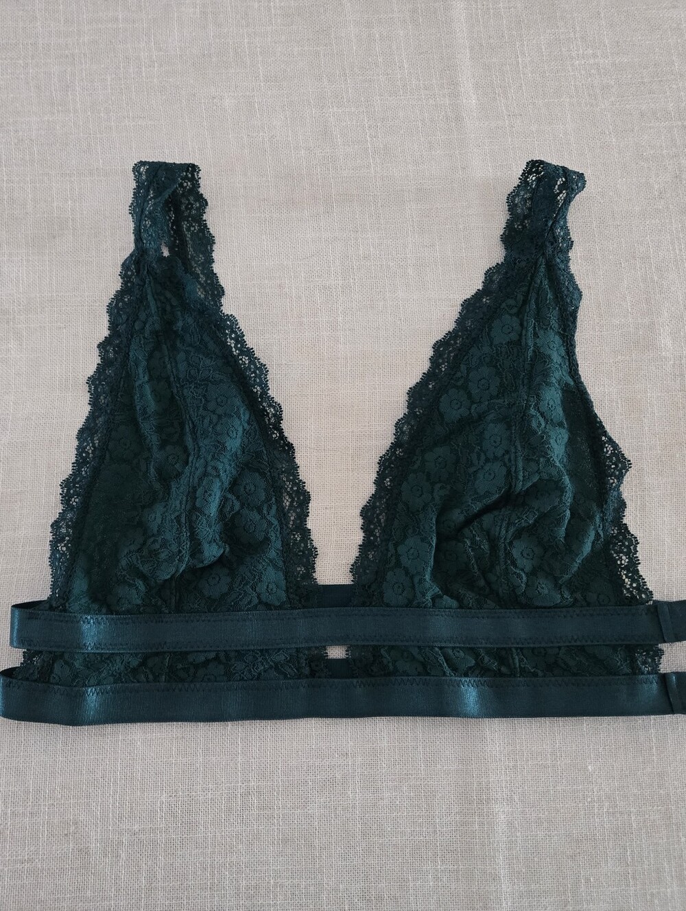 Free People Lace Plunge Bralette in Teal Green